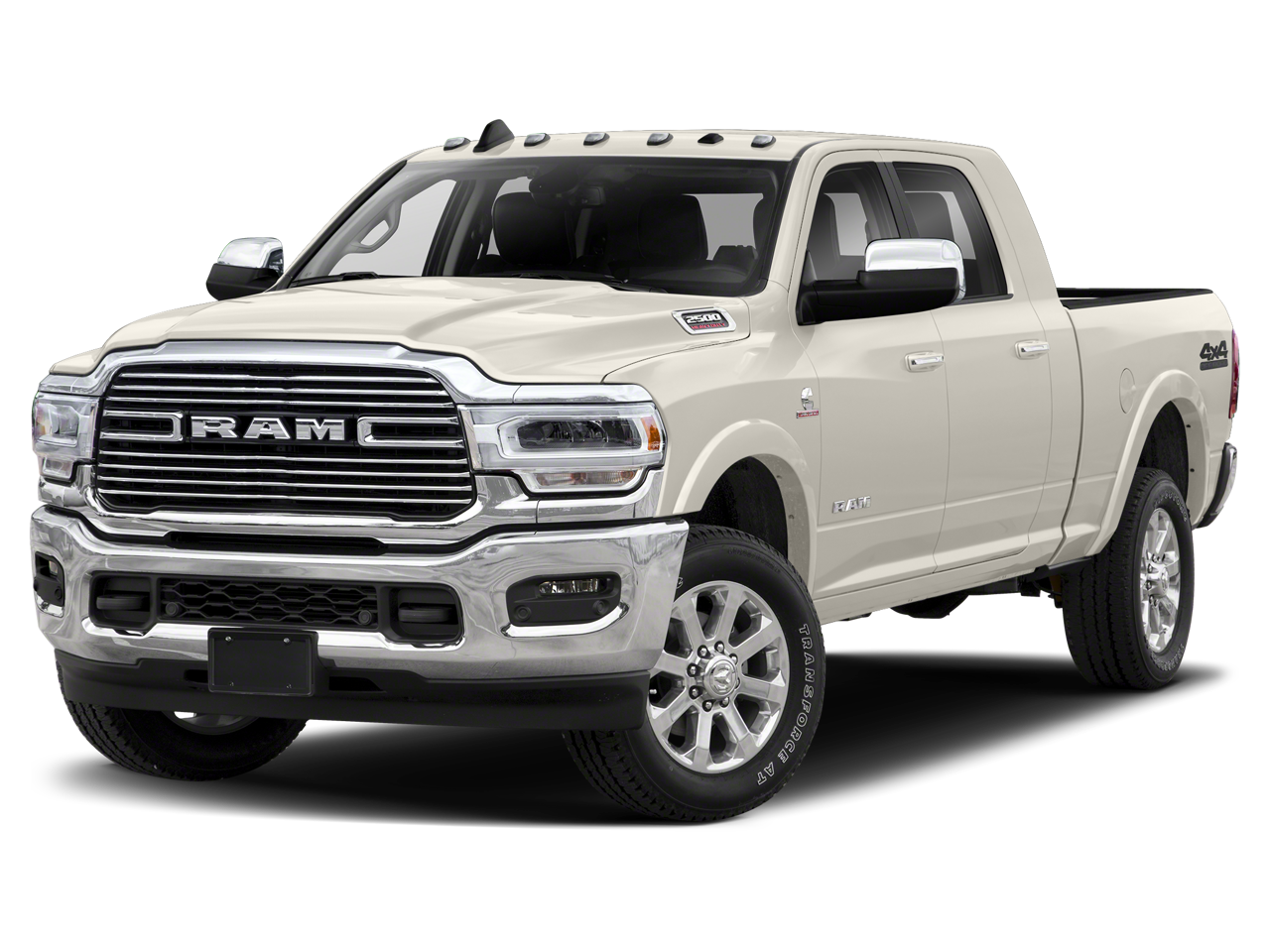 2019 RAM 2500 Laramie in Pearl White — front three-quarter view